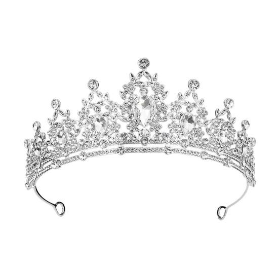 

Обруч для волосся Блискучі стрази Інкрустований листя Декор Весільна Корона День Народження Пов язка зі сплаву Аксесуари для волосся срібний