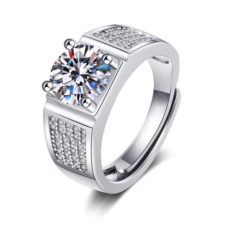 2026 Men's Ring Full Diamond Fashion Light Luxury Men's Open Ring Accessories