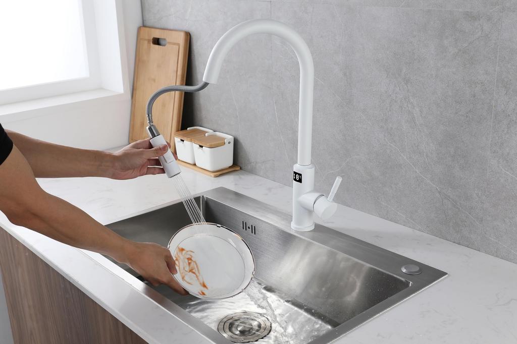 New Release Temperature Display Industry Touch Sensor Mixer Easy Sensor Touch Multifunctional Kitchen Mixer Temporary Water Hot and Cold Mixer Nickel