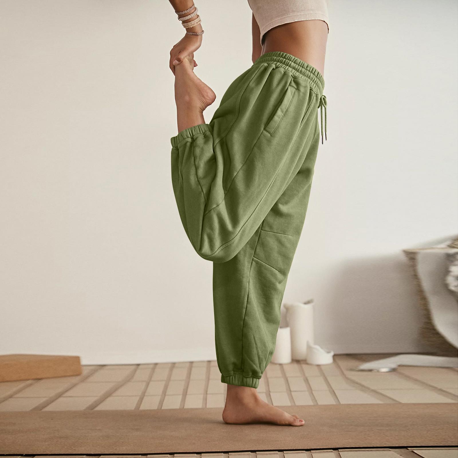 Женские однотонные повседневные брюки с высокой талией — фото 6