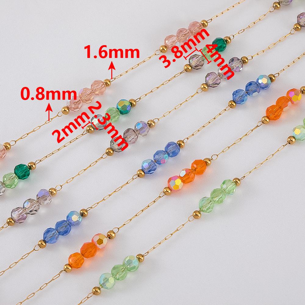 1Meter Stainless Steel Beads Chains for Jewelry Making DIY Women Bracelet Necklace Jewelry Crystal Ball Beaded Chain Accessories