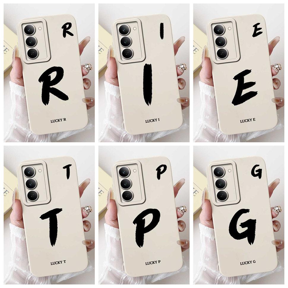 For Oppo Realme 14x 5G RMX3940 Case Popular Letter A-Z Pattern Soft Silicone Cover For Realme V60 Pro 5G Shockproof Phone Shell
