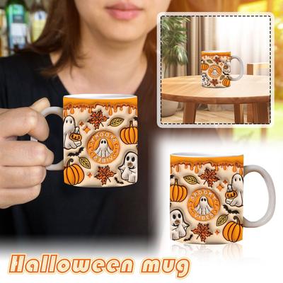 3D  Halloween Ceramic Coffee Mug Water Cup HalloweenPumpkin