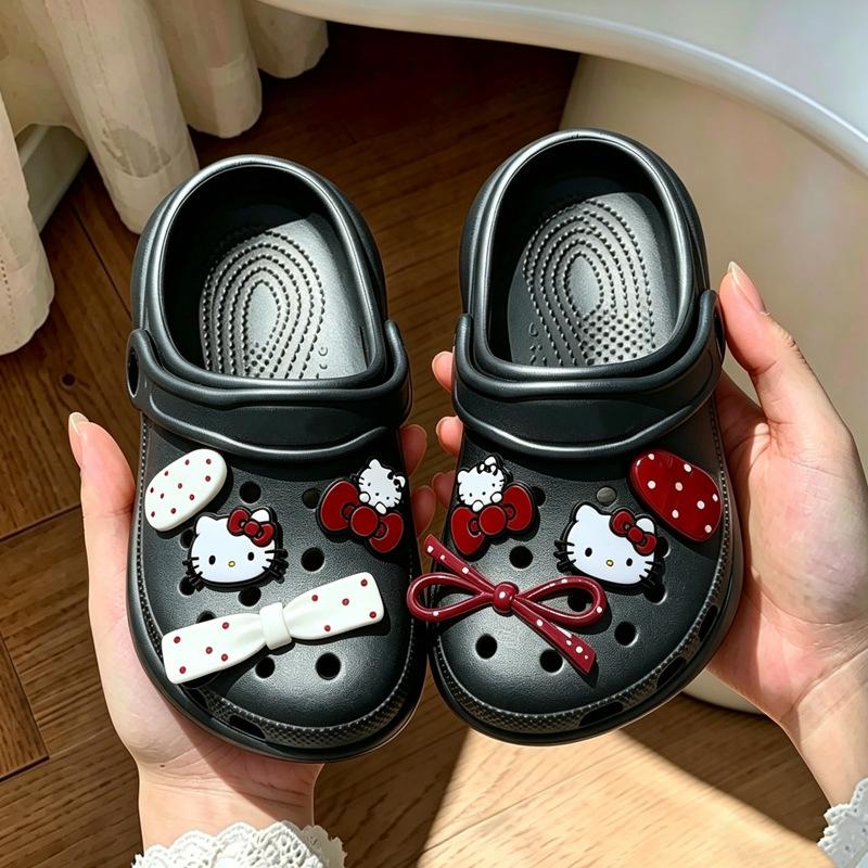 Girls' summer new clogs, children's outdoor slippers, waterproof bathing home shoes, baby sandals, cartoon design kt Cat
