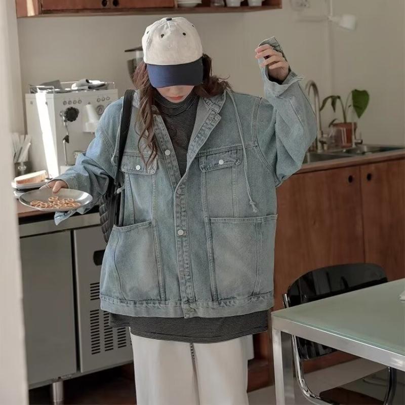 New Style Hong Kong Fashion Denim Jacket Loose Fit Casual Trendy Top Korean Version Couple Versatile Hooded Jacket For Women 2025 Spring Autumn