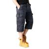 Men's Cargo Bermuda Shorts Multi Pocket Zipper Fly Solid Color Elastic Waist Casual Summer Shorts