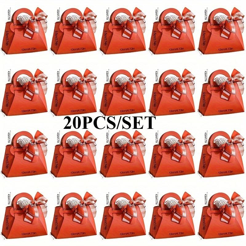 20 STÜCK/SET Elegante Geschenkbox aus PU-Leder für Hochzeitsbonbons Luxuriöse Handtaschen-Stil Gastgeschenkbox Brautparty-Souvenir