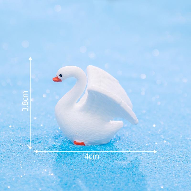 Simulované figurky zvířat bílé labutě, mechové ekologické lahve, doplňky pro dekoraci skalky a malé ozdoby