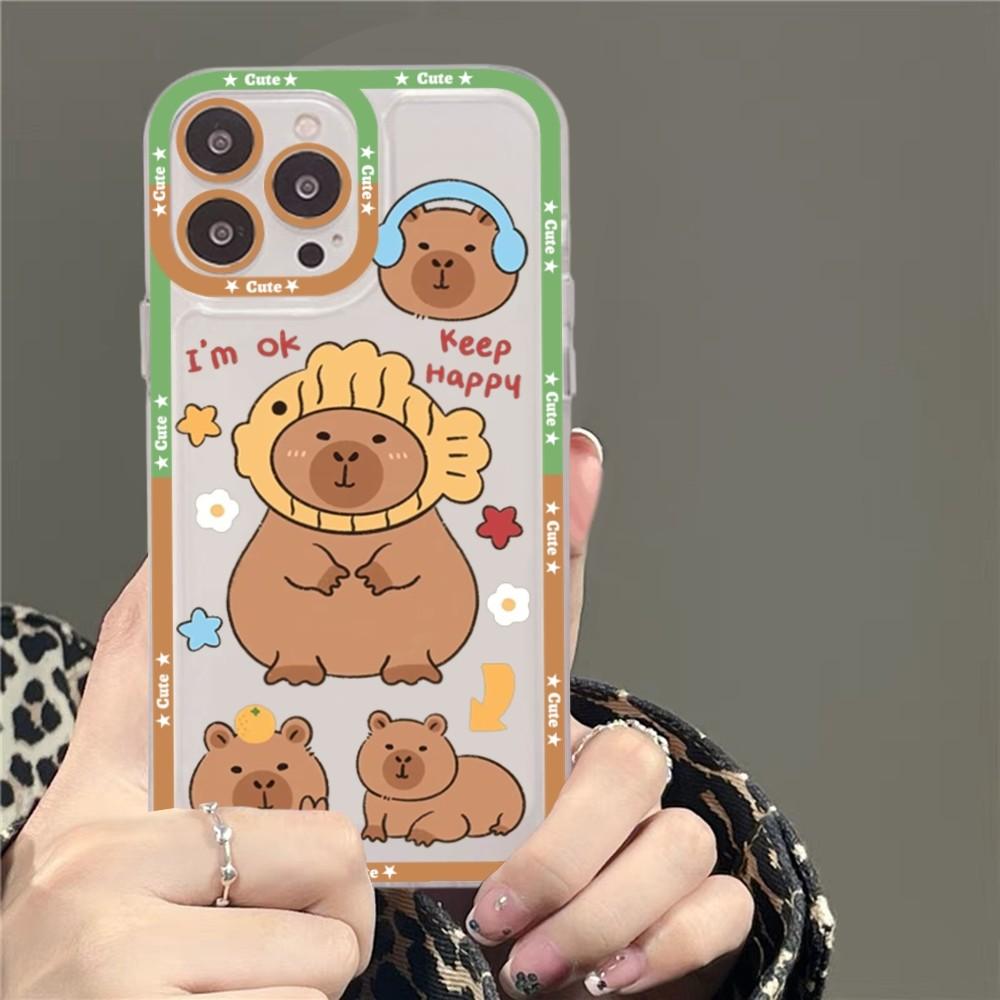

Мультяшный милый чехол для телефона с капибарой для iPhone 14 13 12 11 Pro Max XS X XR SE 2020 6 7 8 Plus Mini Защитный чехол iphone 12