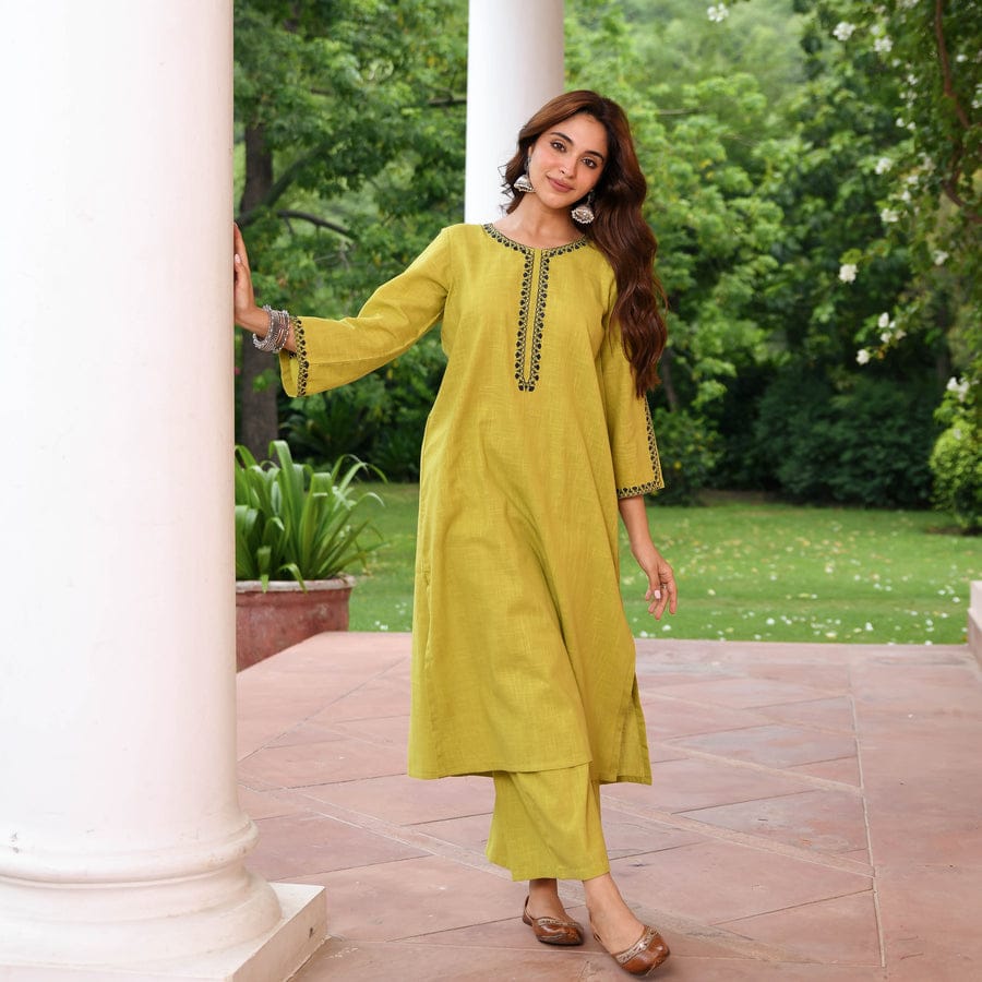 Indian Designer Top Tunic Cotton Slub Kurti Women Bollywood Party Wear Salwar Kameez Kurta Pant Set