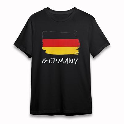 Damen Bequemes T-Shirt Deutschland Schwarz Rot Gold T-Shirt Kurz Oversize Baumwolle Schwarzes T-Shirt