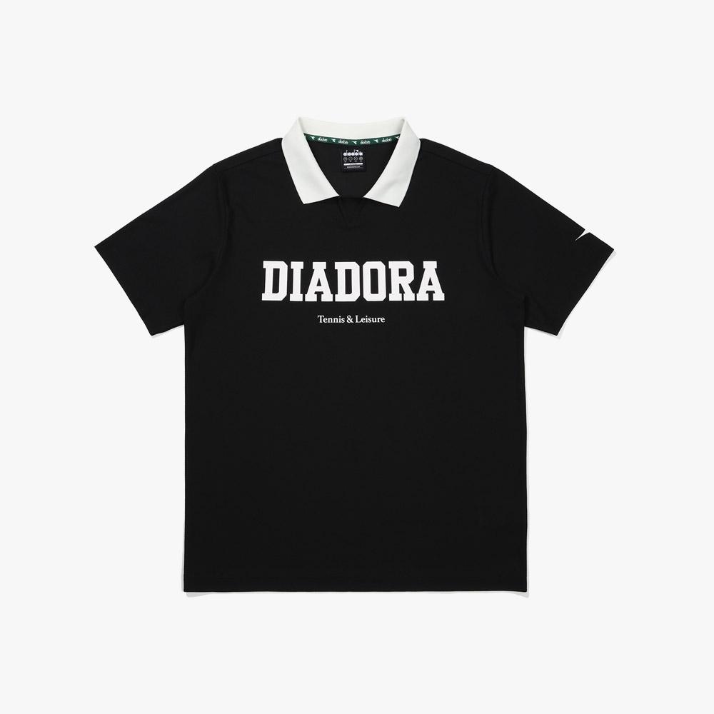 diadora Tennis Performance Graphic Collared Short Sleeve T-Shirt Black