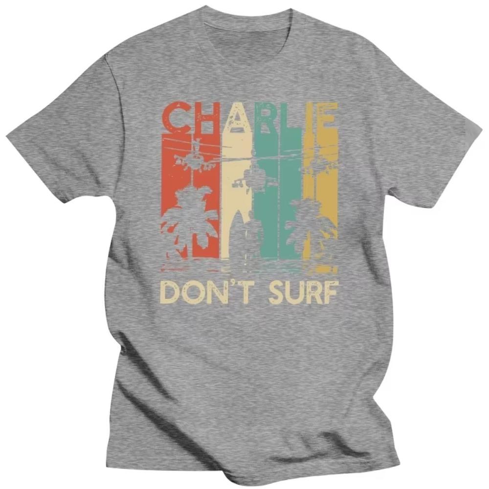 Vintage Charlie Don't Surf T Shirt Men Cotton Casual T-shirt Short Sleeve Military Vietnam War Apocalypse Now Tee Tops Clothing