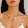 Movable Woven Rope Collarbone Chain Ocean Style Mini Metal Sun Necklace  Kids