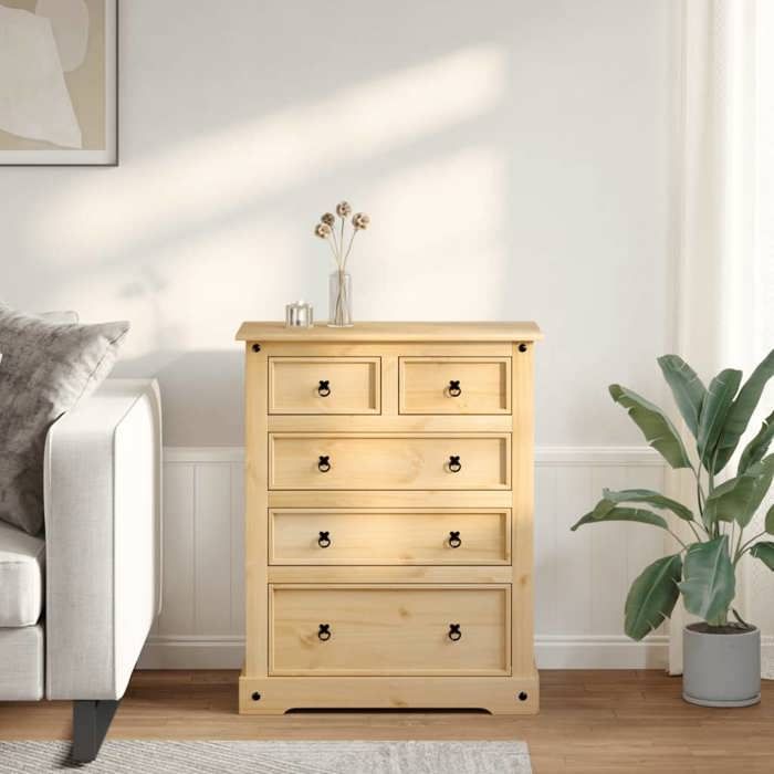 VidaXL Commode Corona 92x48x114 cm bois massif de pin, commode à tiroirs, classeur, armoire à tiroirs, armoire de rangement, 4005674