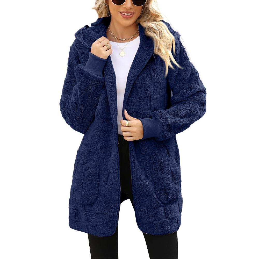 

Women PlushCross-border Coats Women s Autumn and Winter Plaid Plush Cardigan Plush Casual Jacket Women 5XL