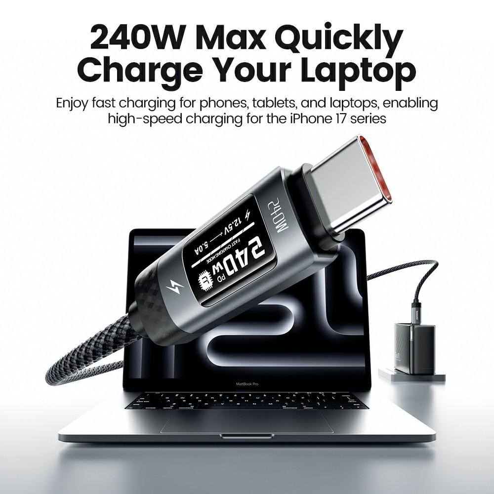 TOOCKI TX111C4 240W OLED Display USB-C Cable 1m Fast Charging Cord Data Transfer 480Mbps for Laptops/Tablets/Phones