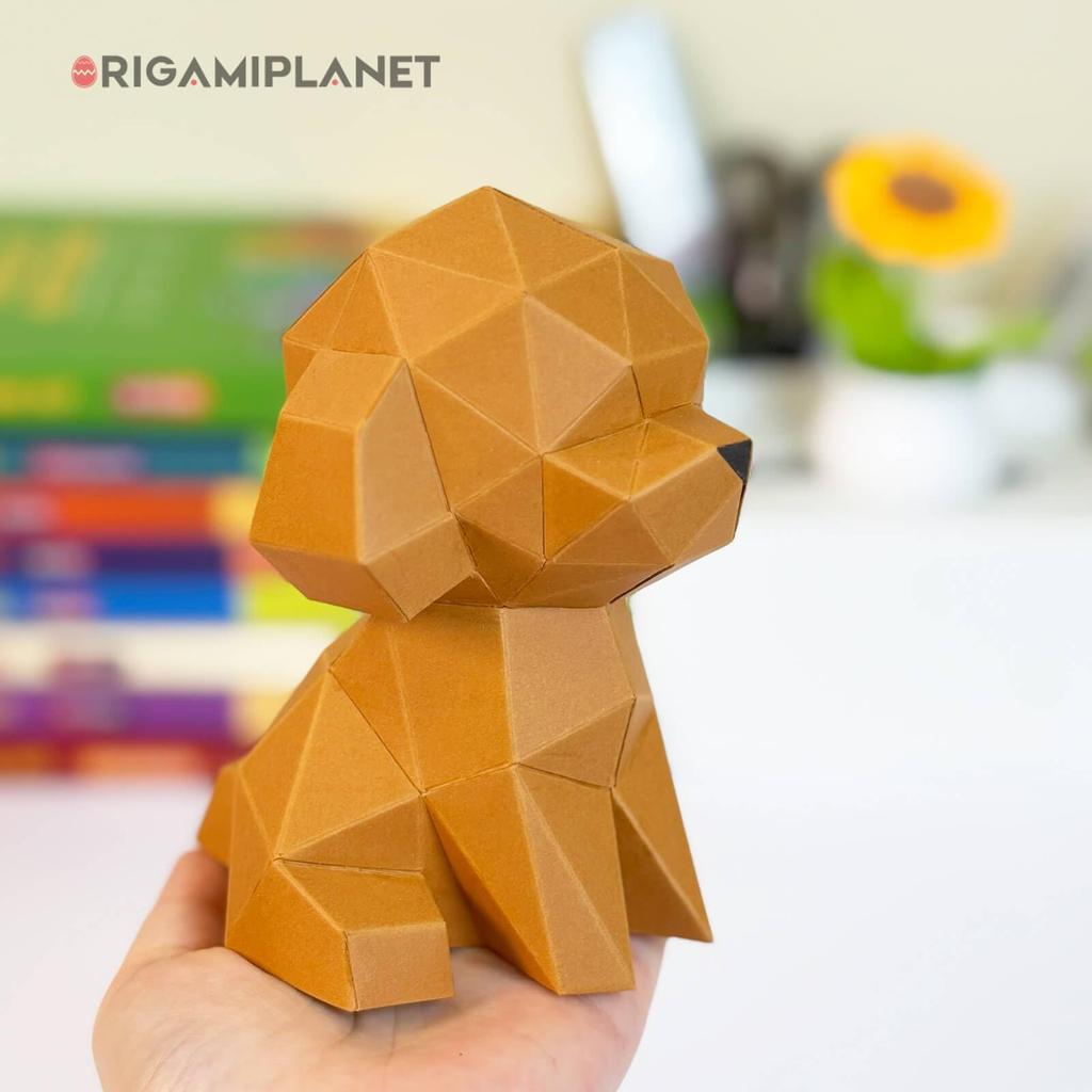 ORIGAMIPLANET Teddy 3D Origami Craft Kit for Easy Dog Paper Sculpture Cute 3D Animal Handmade Home Decoration Art Home Decoration Paper Craft Gift Set