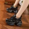 Fashion 10CM Genuine Leather Chunky Sneakers for Women Fashion Sneakers Walking Shoes Platform Heel Sneakers Women Casual Shoes