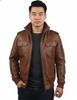 Biker Men's Brown Bomber Handmade Pure Genuine Lambskin Leather Jacket Motorcycle