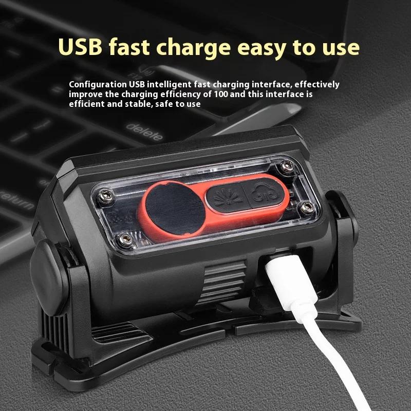 LED čelovka 6 režimů Výkonná čelovka Typ-C Dobíjecí 18650 Vodotěsná čelovka pro kempování Lov