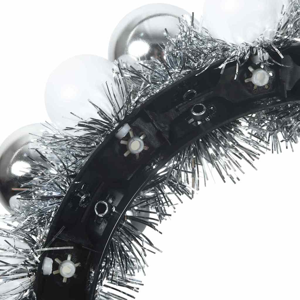 Weihnachts-Kugelkränze 2 Stück Weiß und Silber 33 x 33 x 7 cm