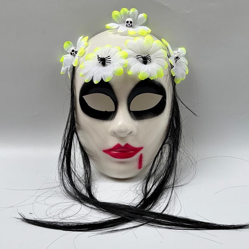 1Pcs Masquerade Party Dress Up Costume Props Halloween Day Of The Dead Rapunzel Mask Horror Long Haired Ghost Mask