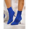 Large size autumn new fine high heel solid color pointed elastic cloth large size fashion boots 43