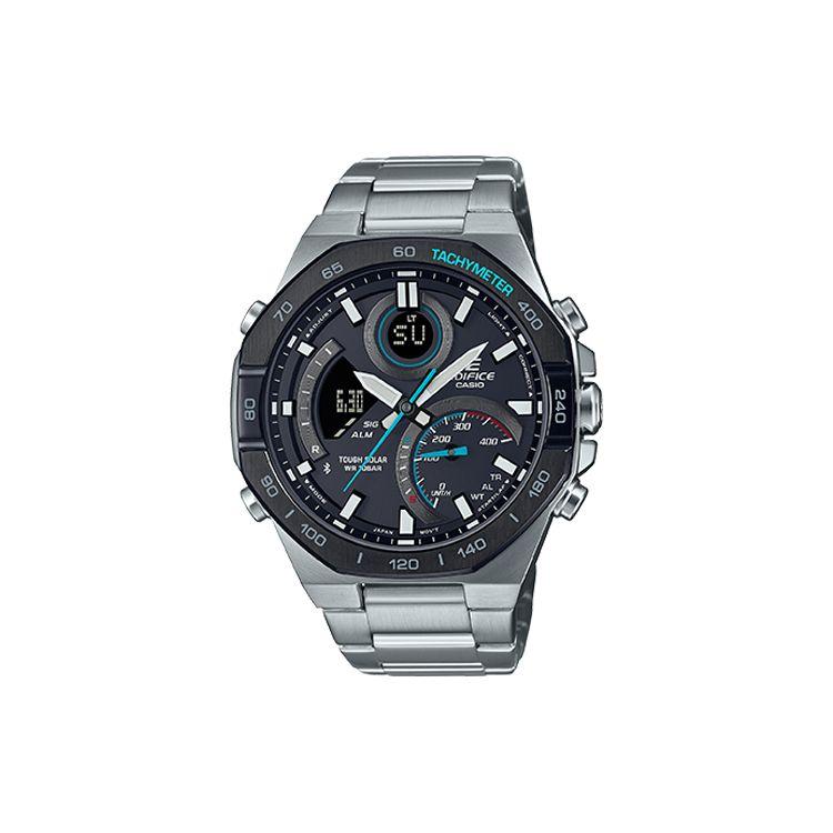 

Casio 100M Waterproof Quartz Movement Stainless Steel Watch Men watches Black ECB-950DB-1A Black Dial