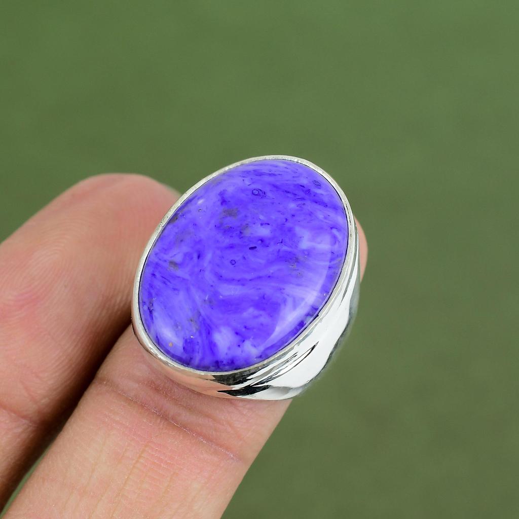 Charoite Ring 925 Sterling Silver Ring Gemstone Jewelry Handmade Stylish Ring Charoite Silver Jewelry Gift For Mother Available In Ring Size