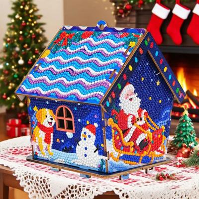 DIY Gingerbread House Rhinestone Painting Kit Christmas 3D Rhinestone Art Puzzle Hanging Ornament for Beginners And Adults Holiday Decor