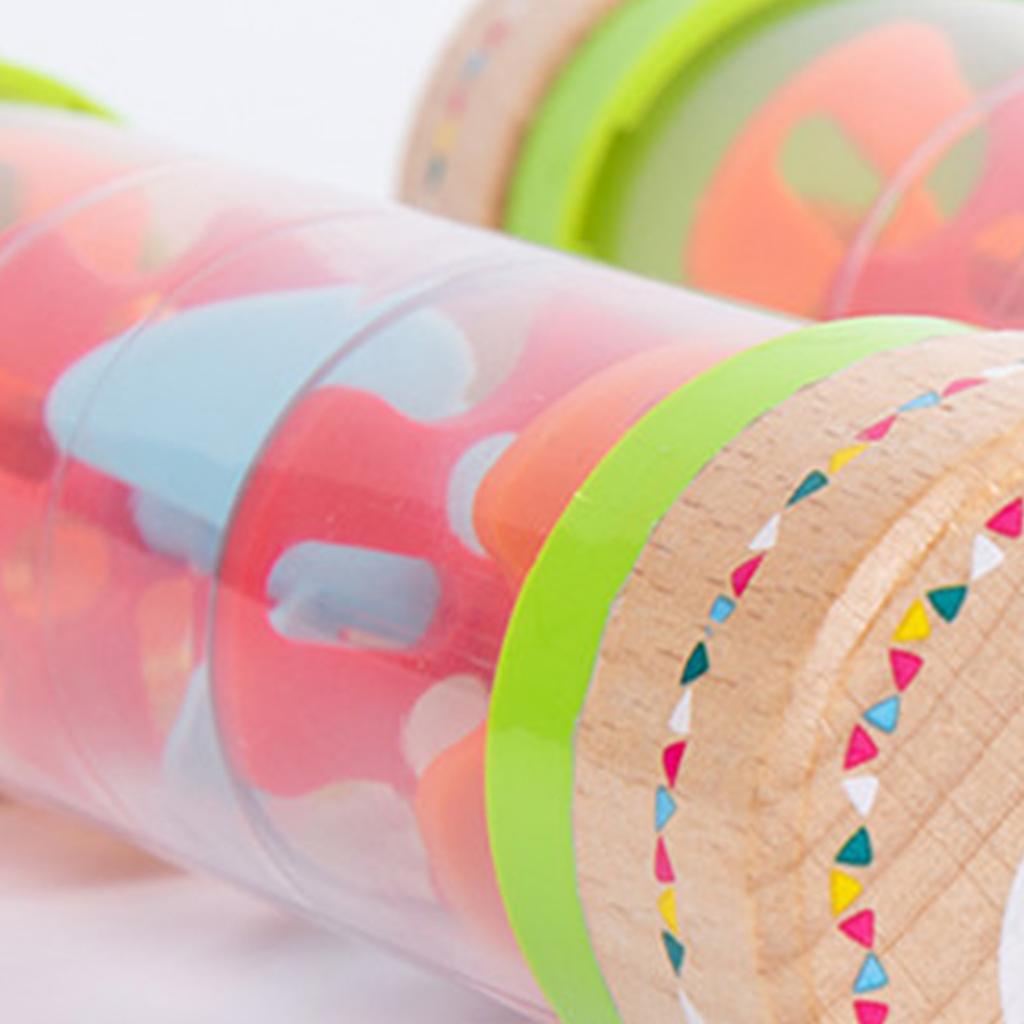 Baby Rainmaker Rain Stick Simulation Wooden Rainbow Rattle Rainmaker Toy Raindrops Musical Instrument Colorful Rain
