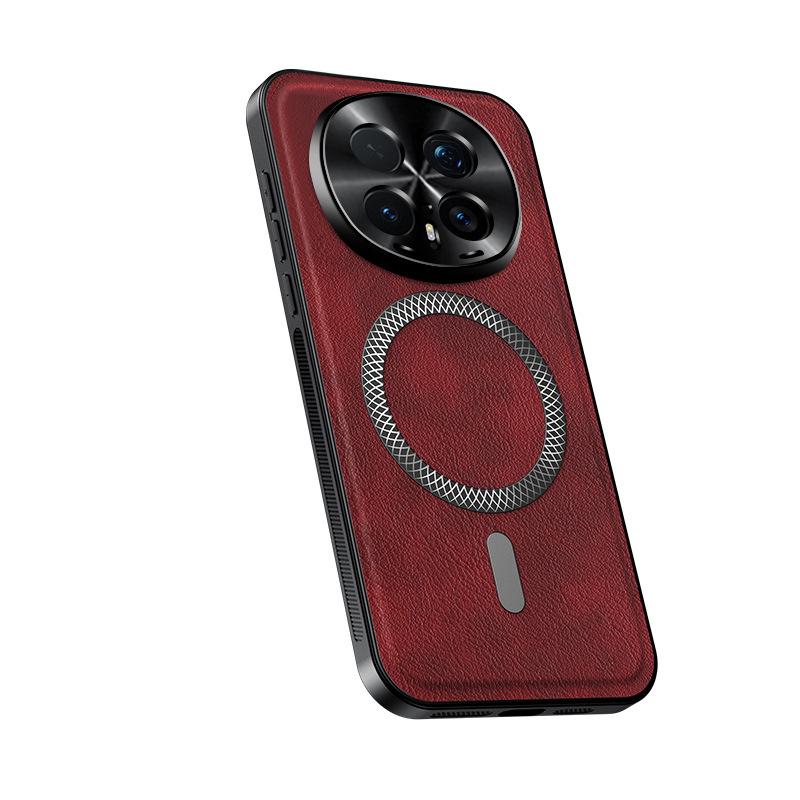 Applicable To Huawei Honor Magic8Pro Metal Lens Magnetic Mobile Phone Case Leather Pattern Honor 600Pro Protective Case