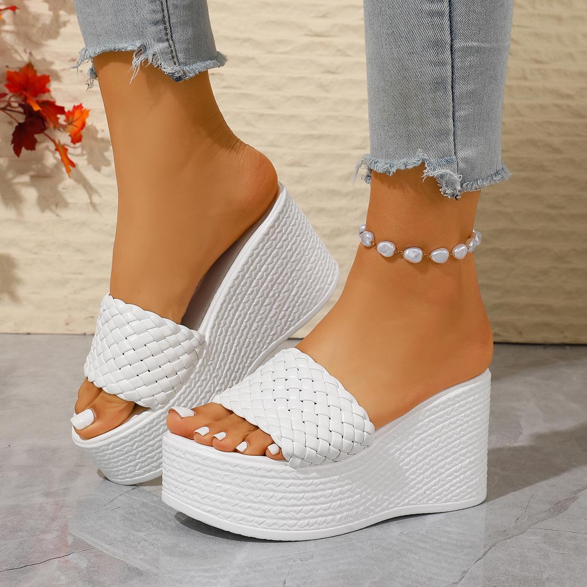 Fashion Shoes Cswo01 Women's Platform Slippers Designer Braided Wedge Sandals Ultra High Heel Slippers Summer Shoes Beach Sandals Cm