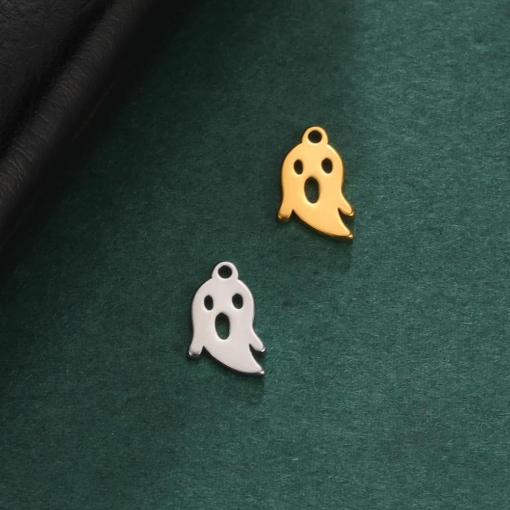 Teamer 5pcs/lot Stainless Steel Charms for Jewelry Making DIY Halloween Pendant for Bracelet Ghost Bell Trees Charm 2026 new