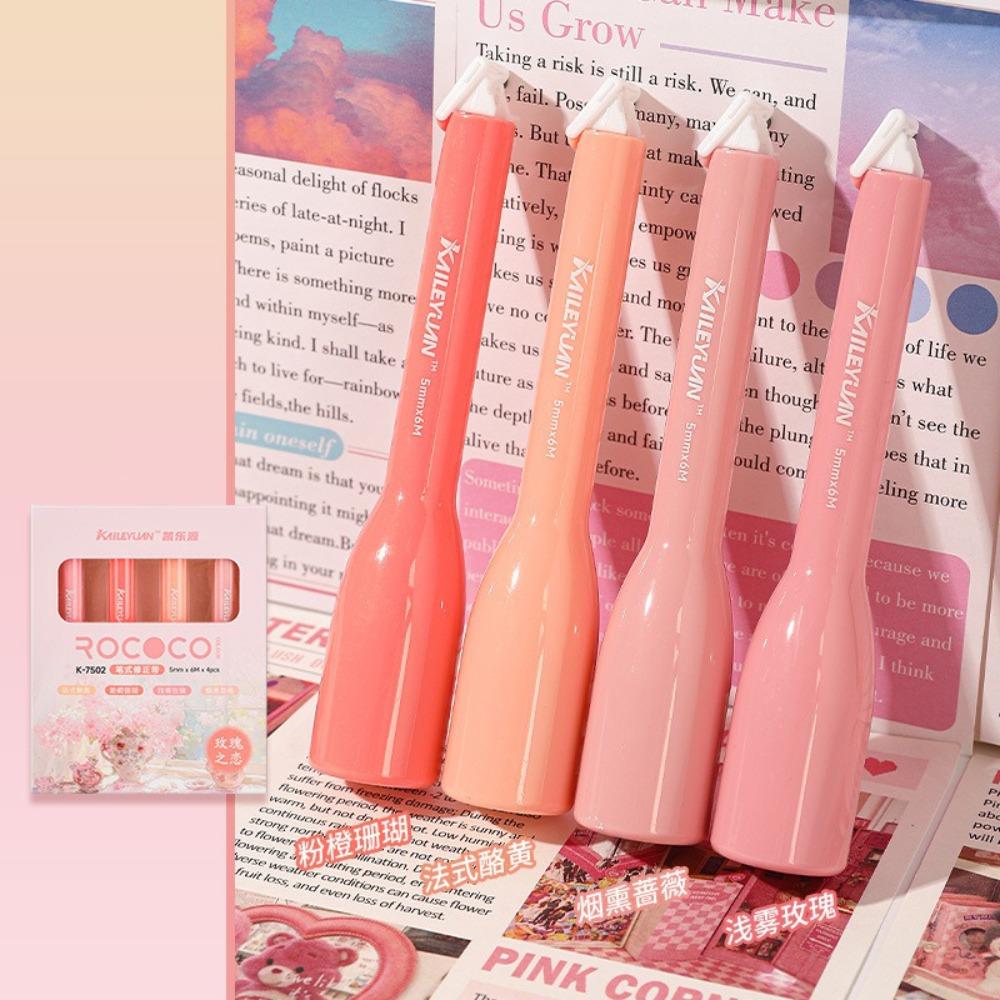 4PCS/Set Pen Shape Correction Tape Fresh Color Correction Stationery Correction Band  School Office