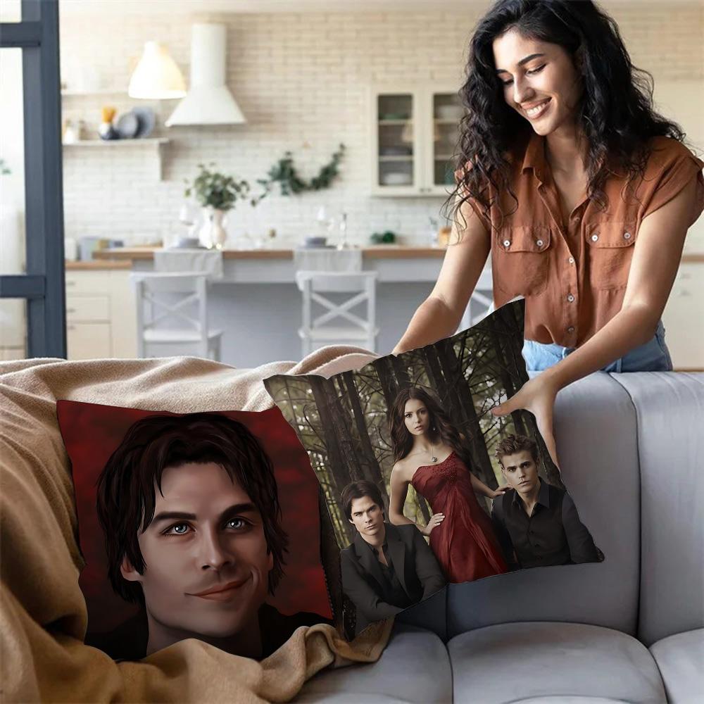Hot American Tv Series Vampire Diaries Pillow Covers Sofa Decorative Home Double-Sided Printing Short Plush Cute Cushion Cover
