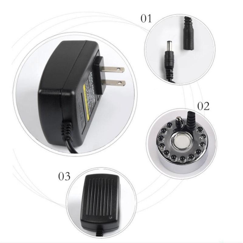 24V Ultrasonic Mist Maker with LED Light Mini Fogger Water Fountain Fog Machine Atomizer for Humidifying & Removing Odor