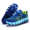 Runaway shoes USB charging, double-wheeled children's men's and women's pulley shoes luminous colorful luminous shoes full circle lights