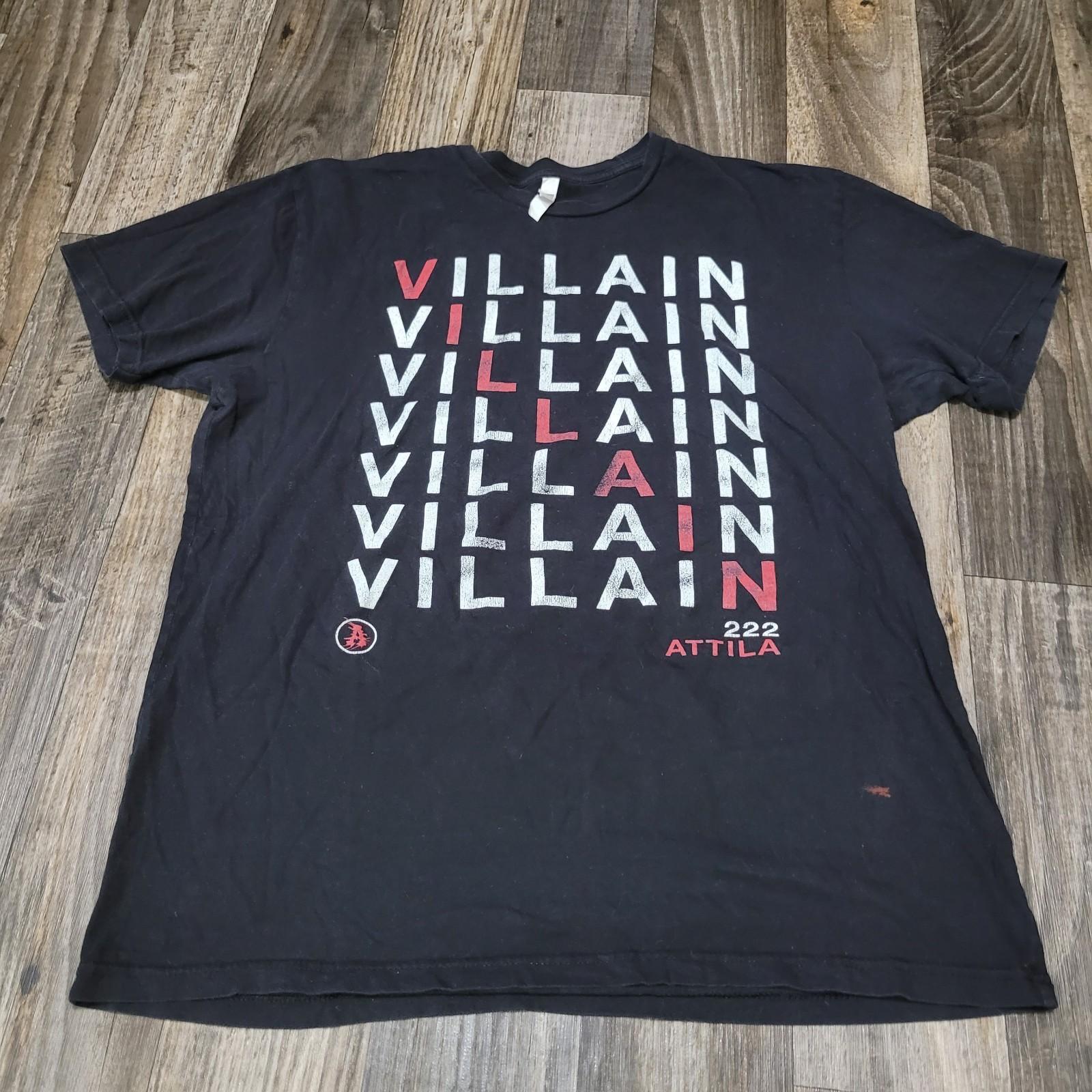 Attila T-shirt Size Large Black Red Crossword Metal Core Band Tee Unisex T-Shirt S
