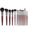 15-Piece Animal Hair Makeup Brush Set - Sandalwood Eyeshadow & Highlighter Brushes for Makeup Artists