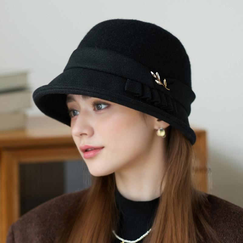 

Новая теплая шерстяная шляпа-ведро на осень и зиму, женская модная элегантная шляпа-клош для среднего и пожилого возраста one size чёрный