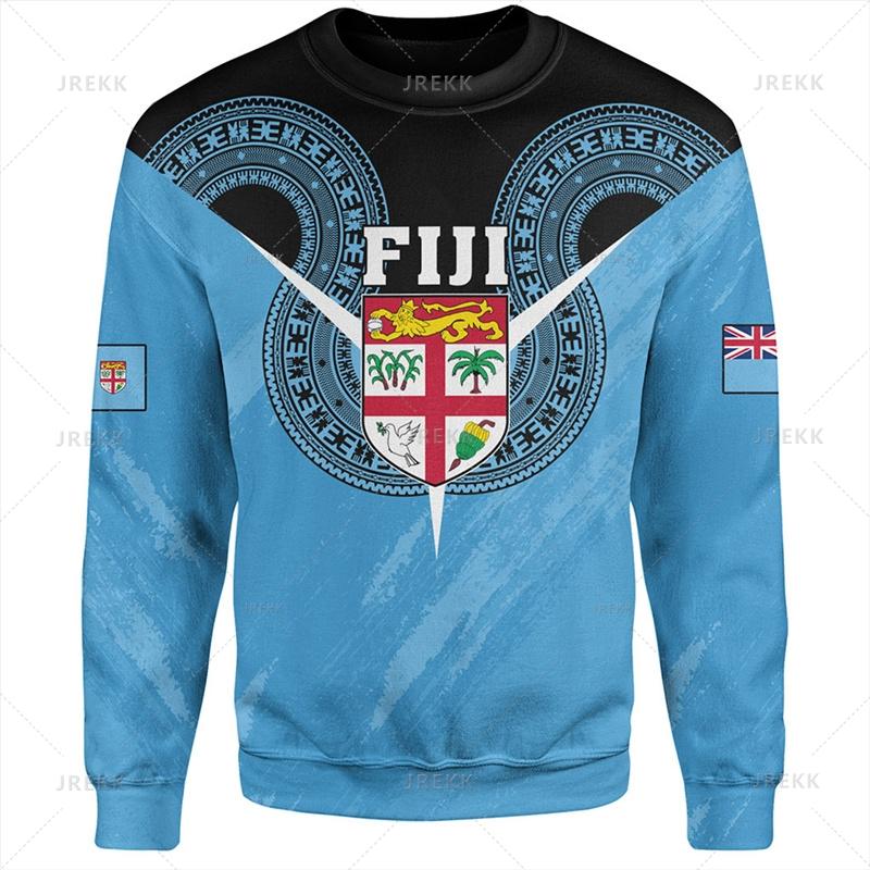 Autumn 3D FIJI National Flag Printed Hoodies Fashionable Casual Sports Long Sleeved Men's Hoodies