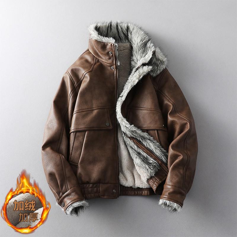 Mens Real Leather Biker Jacket With