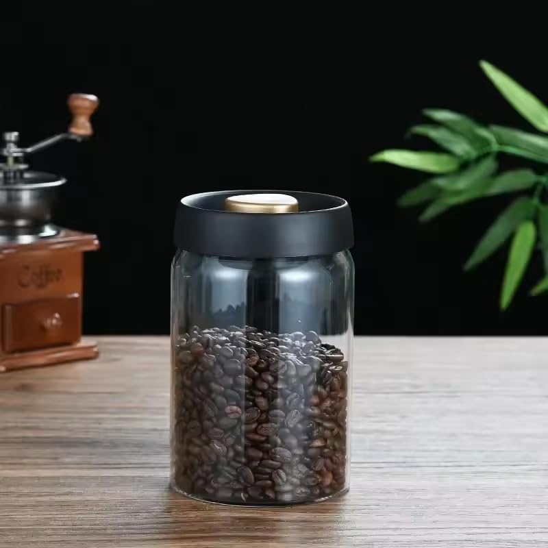 zmart 1200ML Coffee Bean Vacuum Sealed Clear Food Storage Jar for Home Air Vacuum Freshness Storage Silicone Shelf Vacuum Preserves Freshly Roasted