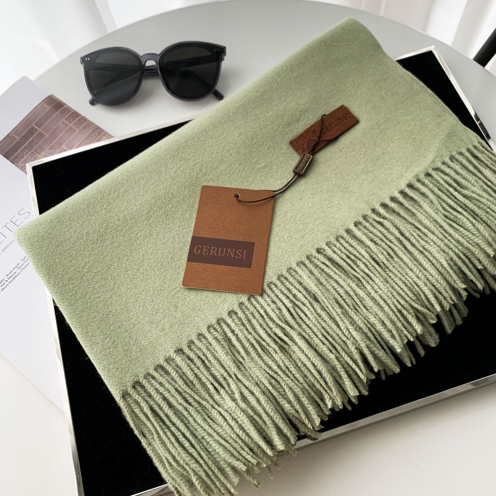 

Однотонный кашемировый шарф, утолщенный с бахромой, студенческий теплый шарф 300 г 200CM