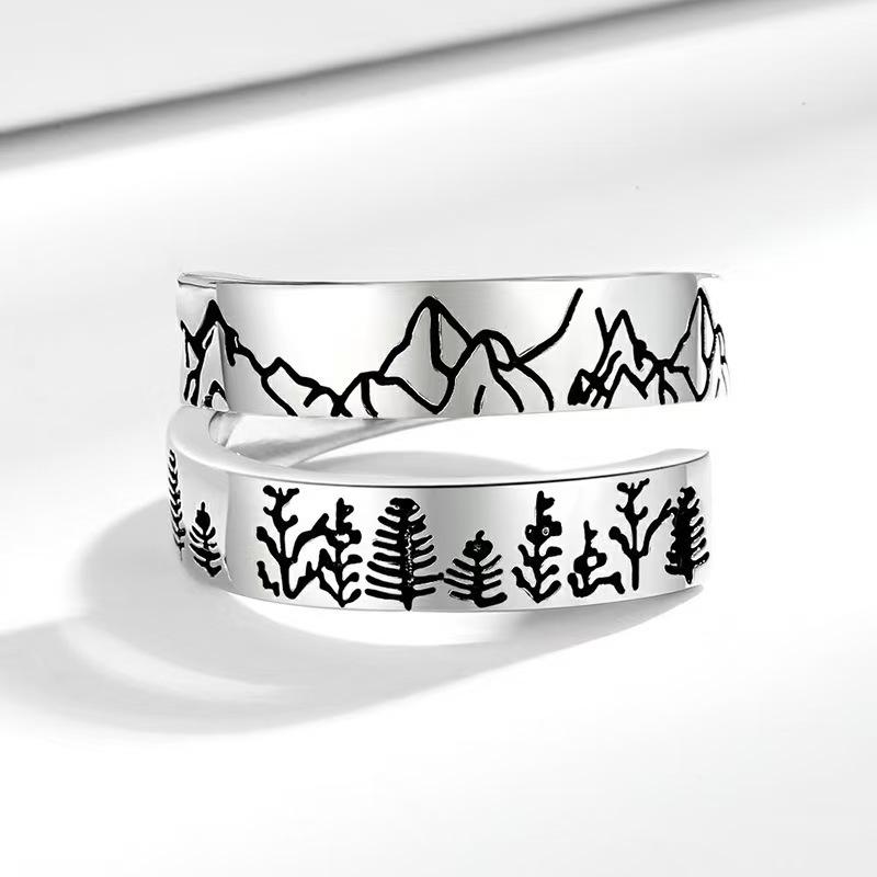 New Fashionable and Adjustable Nordic Style Mountain Shape Index Finger Ring Bracelet for Women