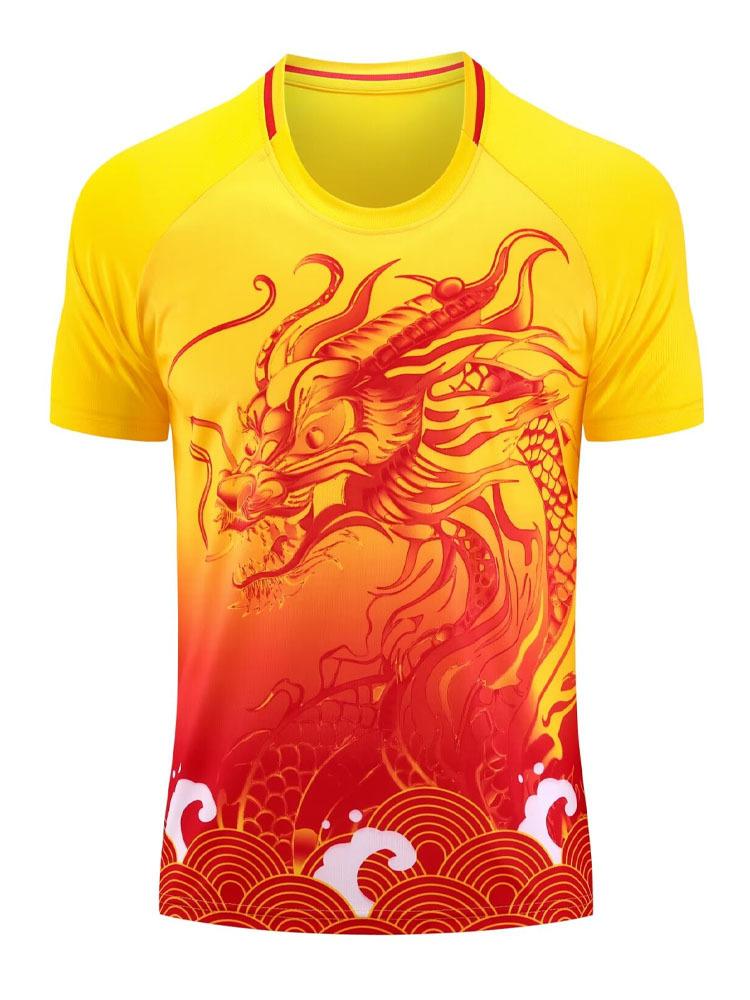 New Dragon Pattern Training Suit, Short-sleeved Top, Dragon Boat Race Jersey, Summer Football Game Sports Jersey Suit