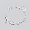 Luxus Doppelkette 925 Sterling Silber Zirkonia Blätter Charm Fußkettchen Schmuck