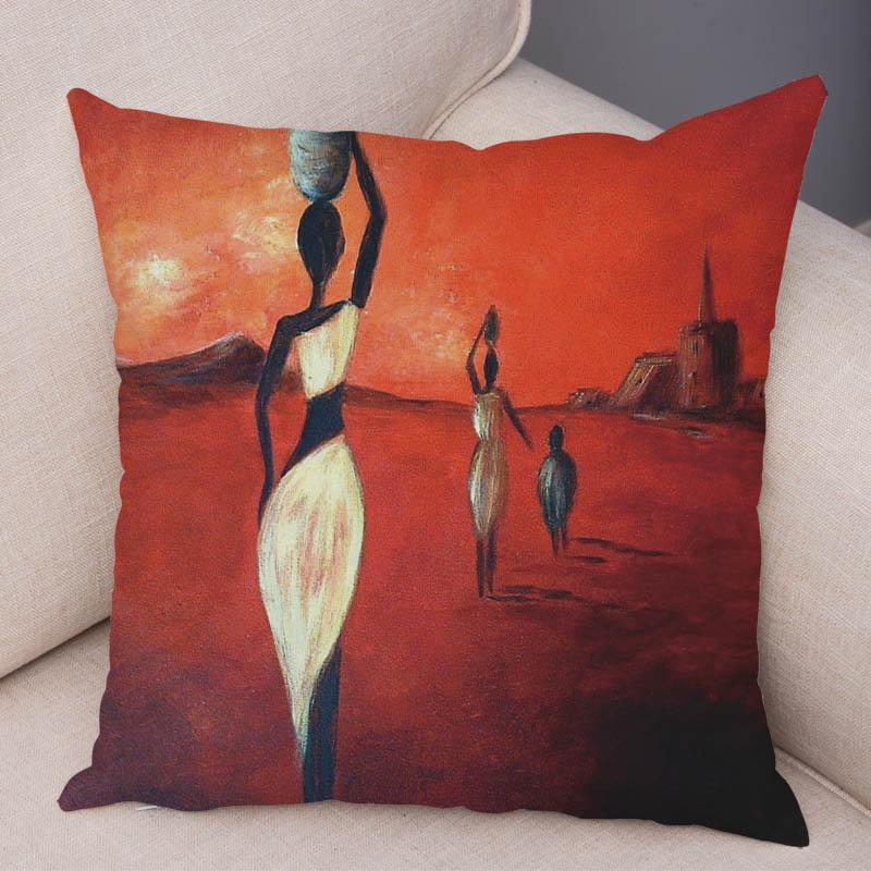 Abstract Painting African Living Pillowcase Woman Home Decor Gallery Exotic Cushion Cover